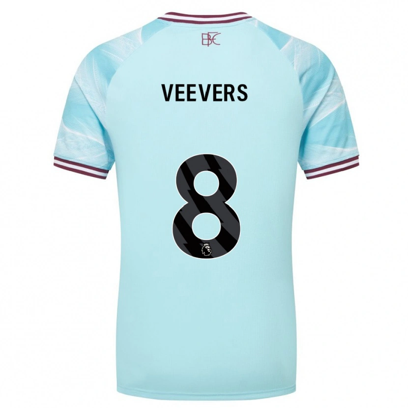 Danxen Kvinder Charlie Veevers #8 Himmelblå Bourgogne Udebane Spillertrøjer 2025/26 Trøje T-Shirt
