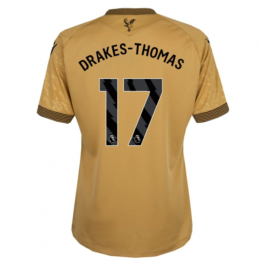 Danxen Kvinder Joél Drakes-Thomas #17 Guld Sort Udebane Spillertrøjer 2025/26 Trøje T-Shirt