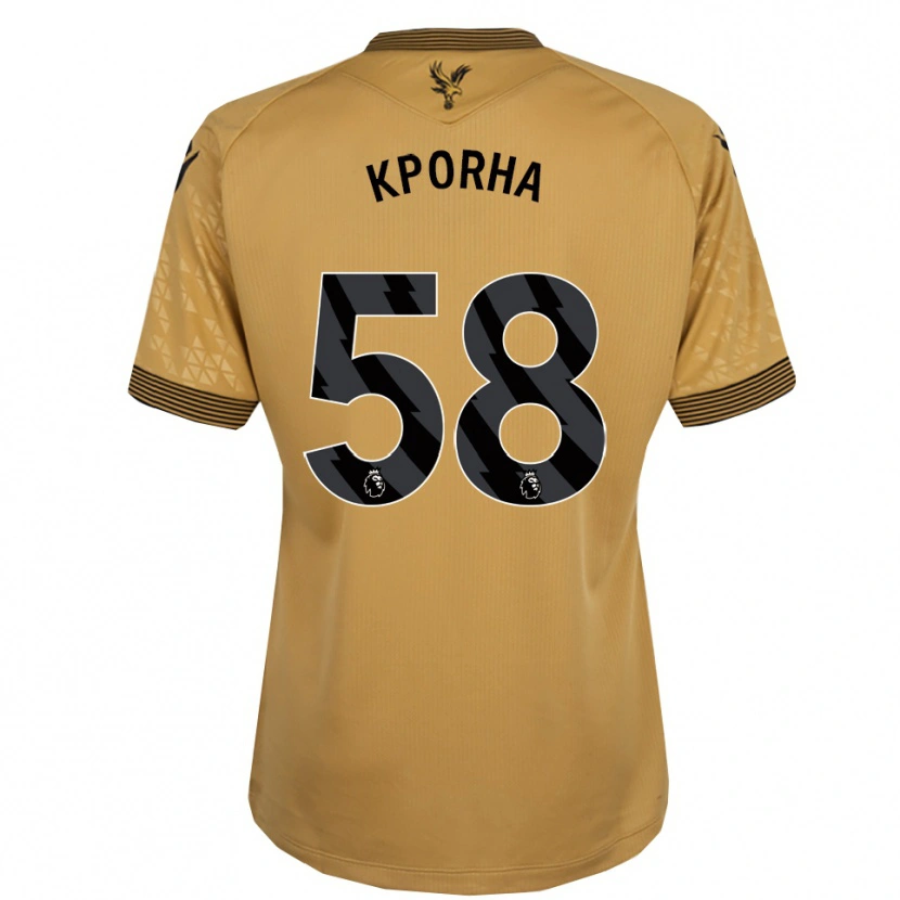 Danxen Kvinder Caleb Kporha #58 Guld Sort Udebane Spillertrøjer 2025/26 Trøje T-Shirt