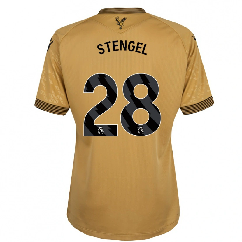 Danxen Kvinder Katie Stengel #28 Guld Sort Udebane Spillertrøjer 2025/26 Trøje T-Shirt