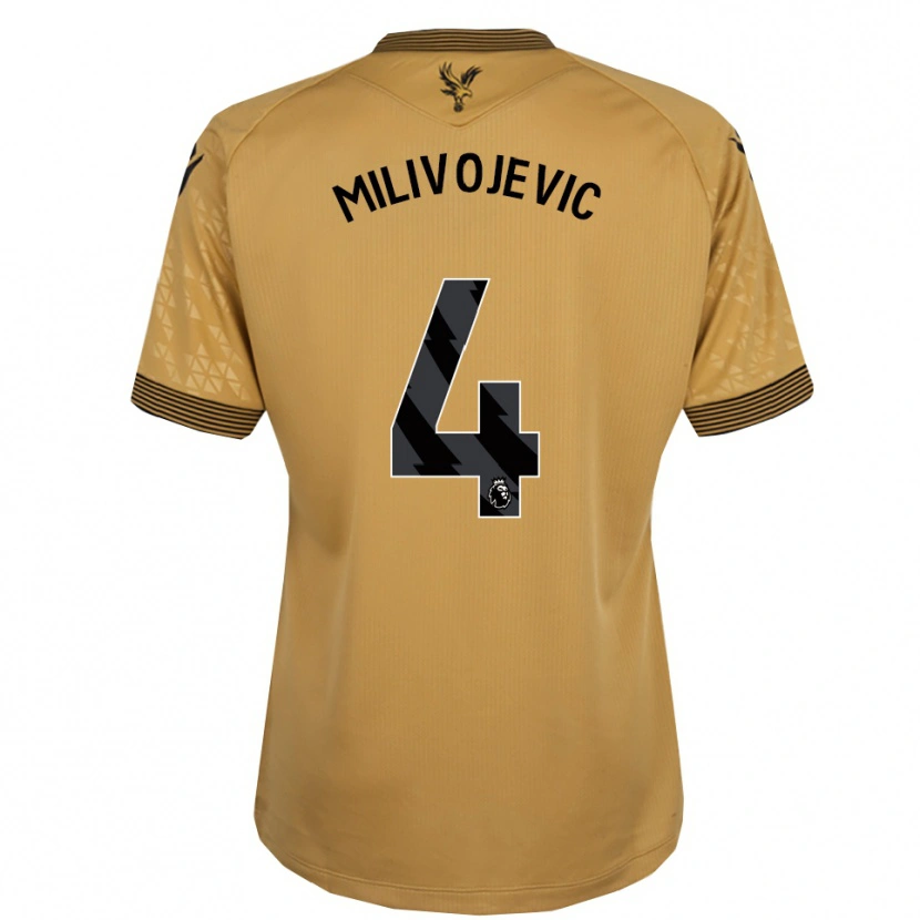 Danxen Kvinder Luka Milivojevic #4 Guld Sort Udebane Spillertrøjer 2025/26 Trøje T-Shirt