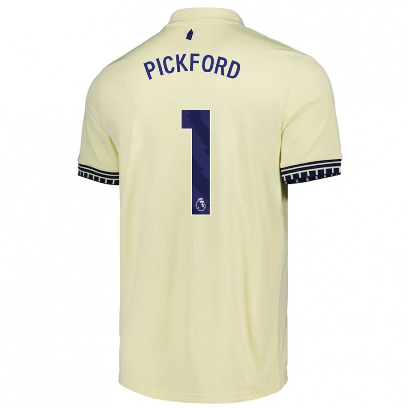 Danxen Kvinder Jordan Pickford #1 Off White Sort Udebane Spillertrøjer 2025/26 Trøje T-Shirt