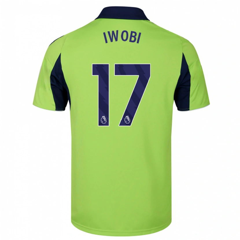Danxen Kvinder Alex Iwobi #17 Grøn Navy Hvid Udebane Spillertrøjer 2025/26 Trøje T-Shirt