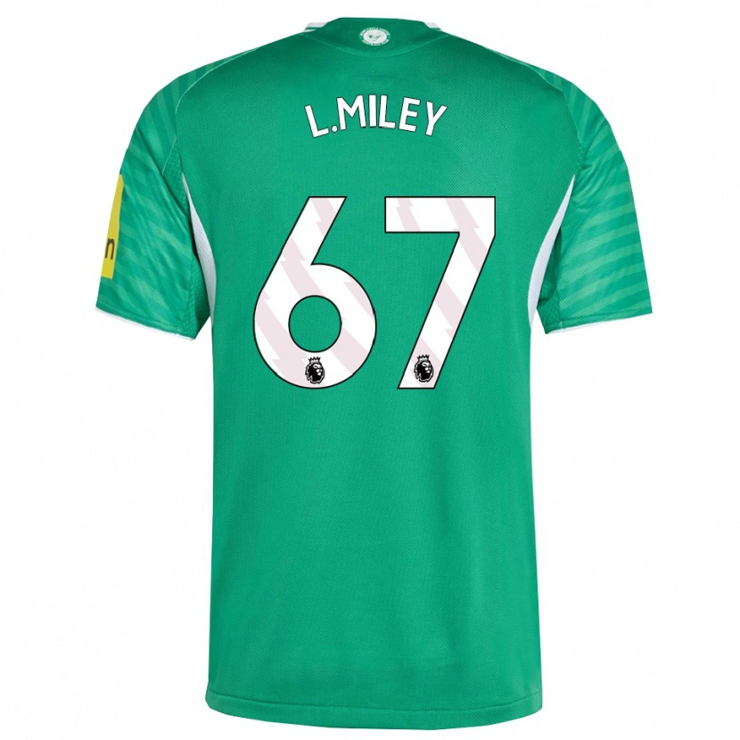 Danxen Kvinder Lewis Miley #67 Grøn Hvid Udebane Spillertrøjer 2025/26 Trøje T-Shirt