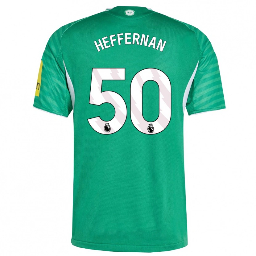 Danxen Kvinder Cathal Heffernan #50 Grøn Hvid Udebane Spillertrøjer 2025/26 Trøje T-Shirt