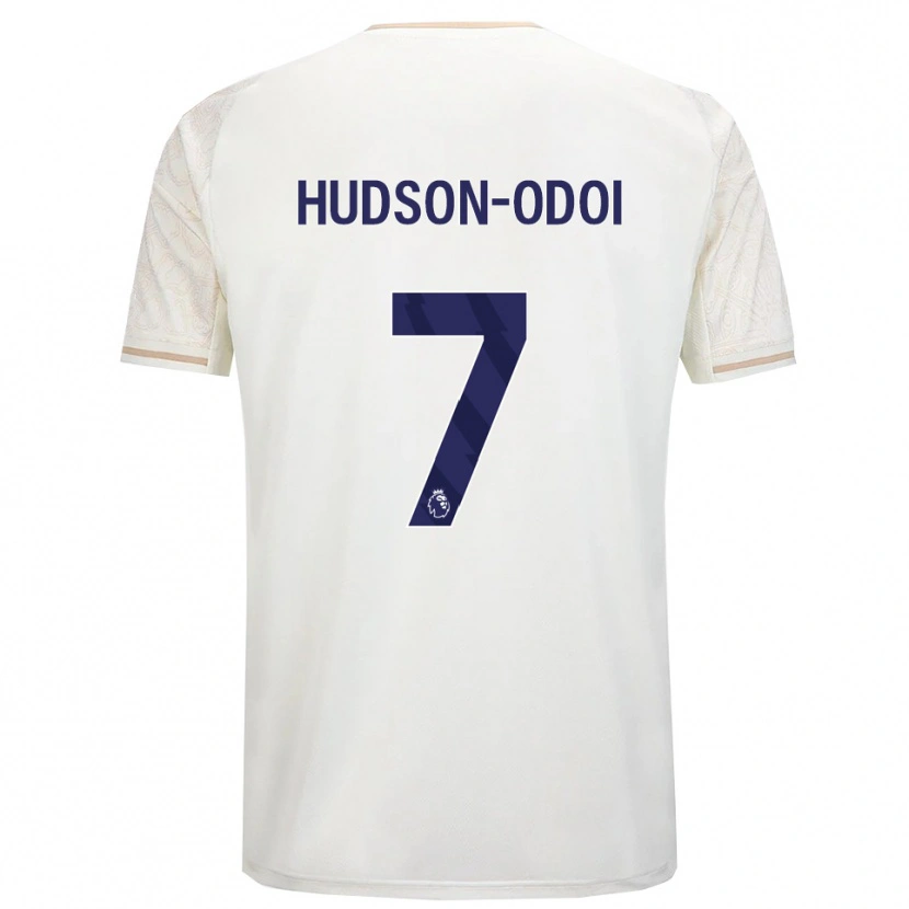 Danxen Kvinder Callum Hudson-Odoi #7 Off White Sort Udebane Spillertrøjer 2025/26 Trøje T-Shirt