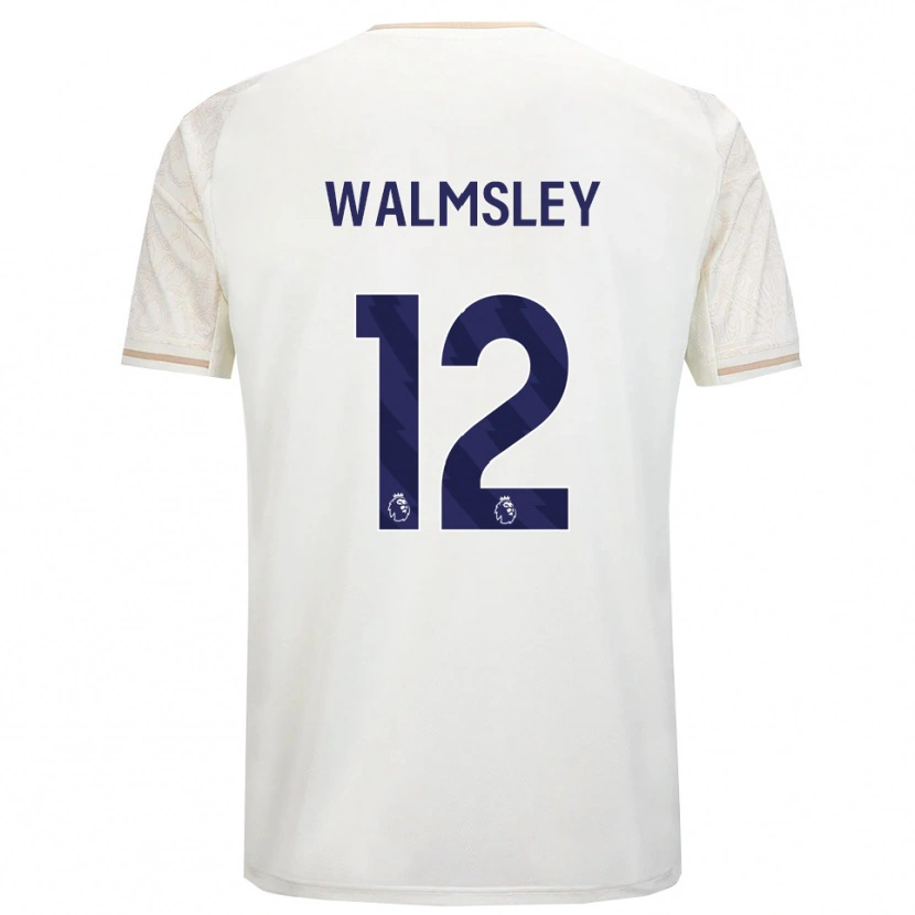 Danxen Kvinder Joseph Walmsley #12 Off White Sort Udebane Spillertrøjer 2025/26 Trøje T-Shirt