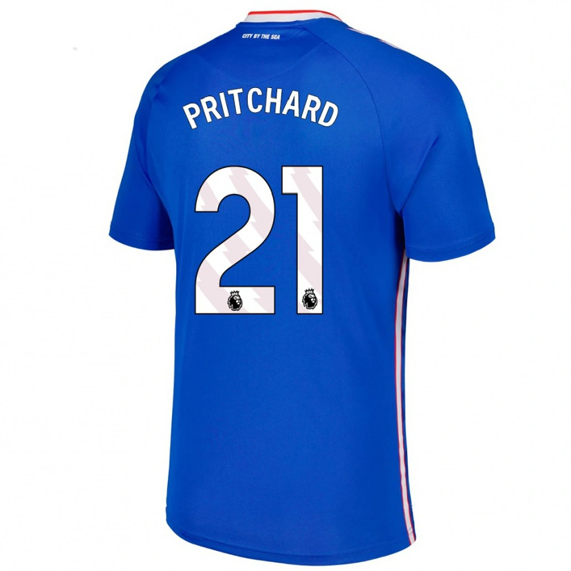 Danxen Kvinder Alex Pritchard #21 Blå Hvid Udebane Spillertrøjer 2025/26 Trøje T-Shirt