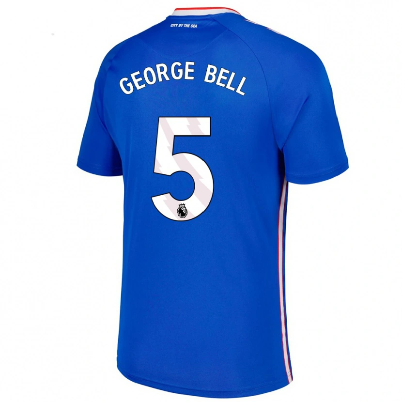 Danxen Kvinder George Bell #5 Blå Hvid Udebane Spillertrøjer 2025/26 Trøje T-Shirt