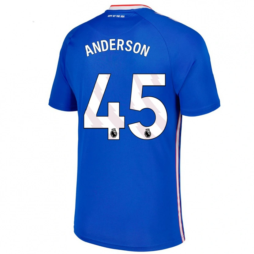 Danxen Kvinder Joe Anderson #45 Blå Hvid Udebane Spillertrøjer 2025/26 Trøje T-Shirt
