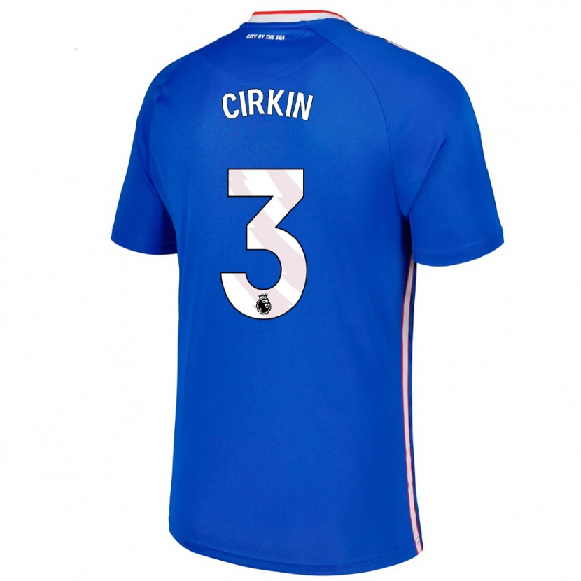Danxen Kvinder Dennis Cirkin #3 Blå Hvid Udebane Spillertrøjer 2025/26 Trøje T-Shirt
