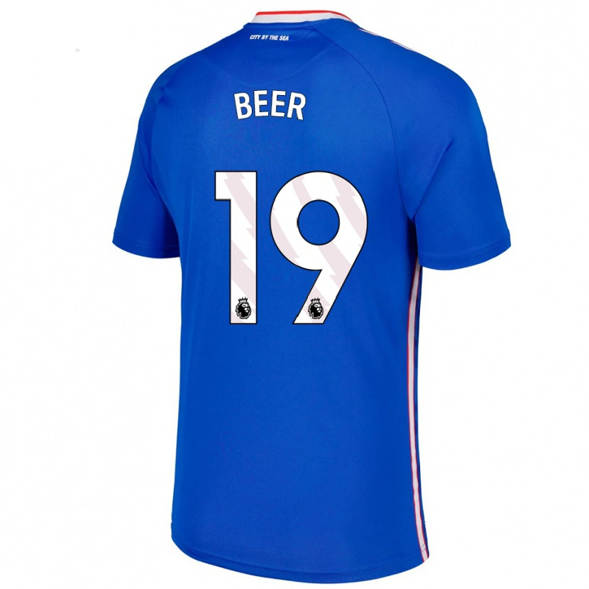 Danxen Kvinder Megan Beer #19 Blå Hvid Udebane Spillertrøjer 2025/26 Trøje T-Shirt