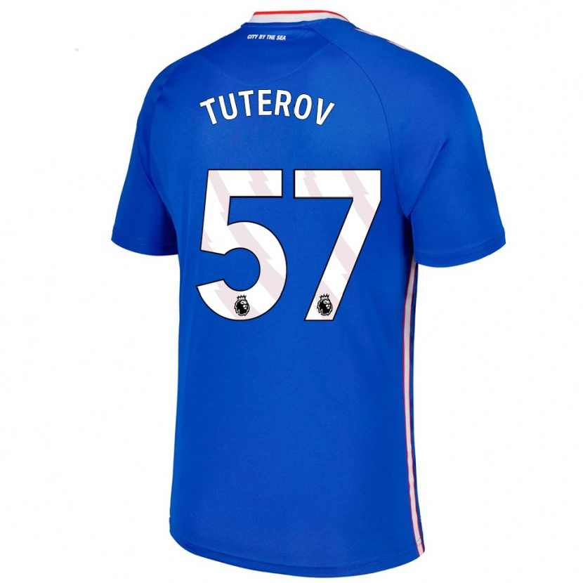 Danxen Kvinder Timur Tuterov #57 Blå Hvid Udebane Spillertrøjer 2025/26 Trøje T-Shirt