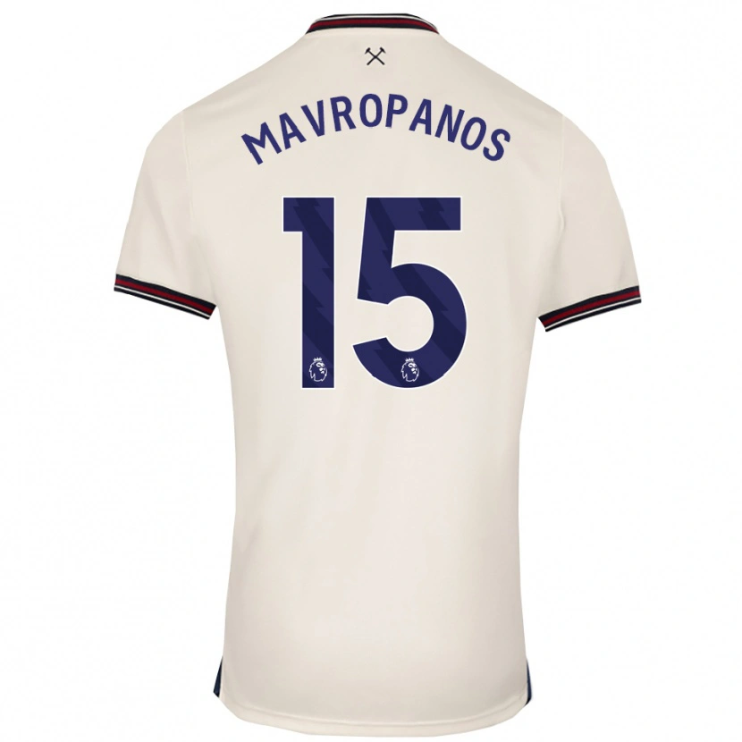 Danxen Kvinder Konstantinos Mavropanos #15 Off White Udebane Spillertrøjer 2025/26 Trøje T-Shirt
