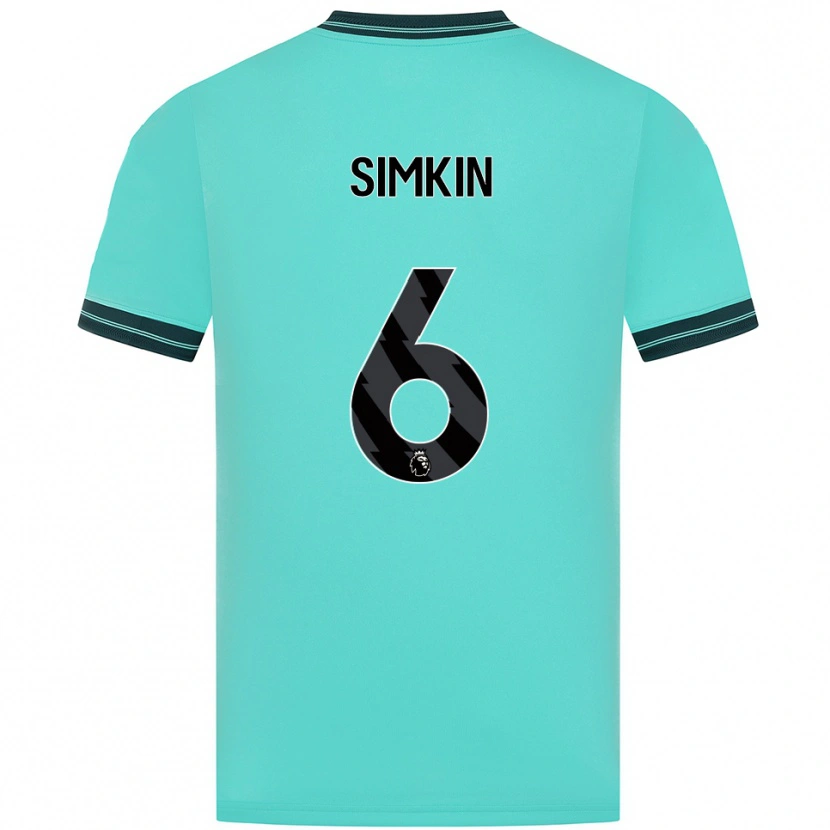 Danxen Kvinder Lily Simkin #6 Himmelblå Grøn Udebane Spillertrøjer 2025/26 Trøje T-Shirt