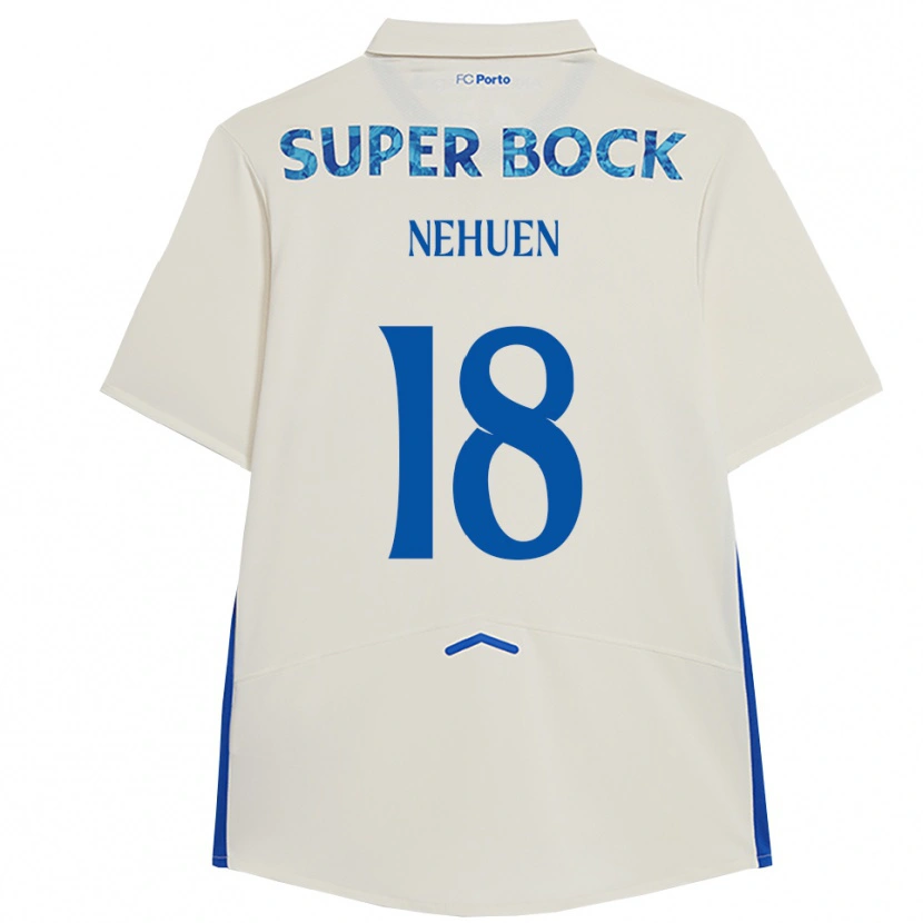 Danxen Kvinder Nehuén Pérez #18 Hvid Blå Tredje Sæt Spillertrøjer 2025/26 Trøje T-Shirt