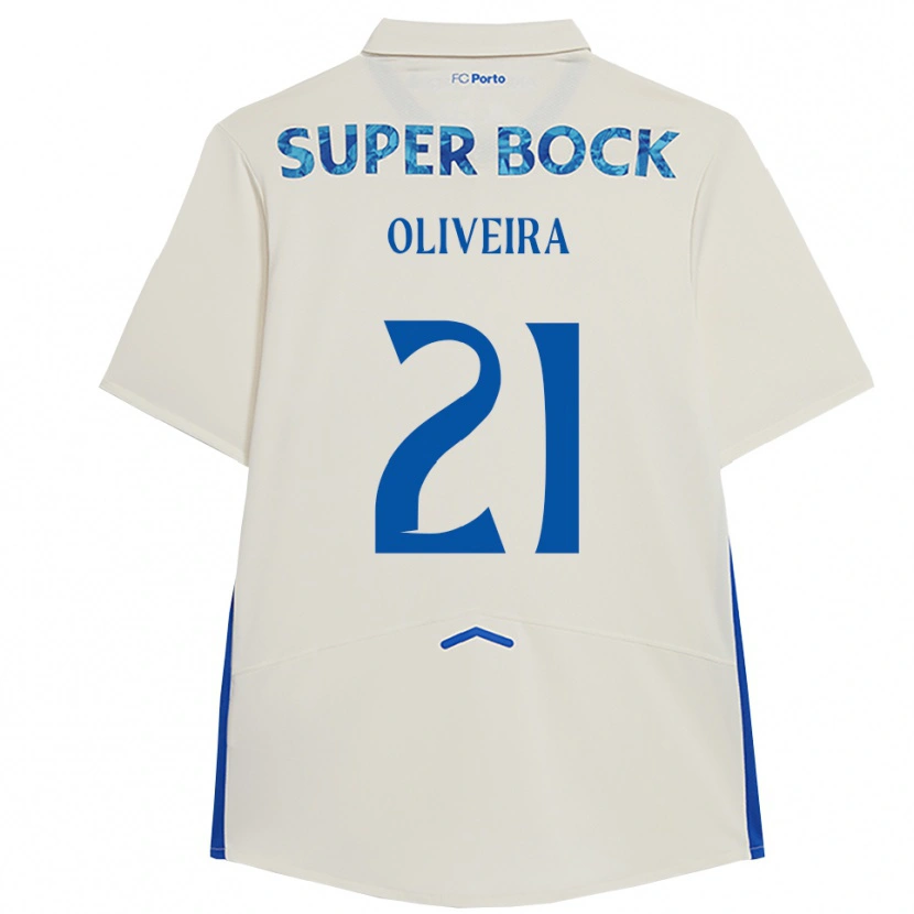 Danxen Kvinder Gonçalo Oliveira #21 Hvid Blå Tredje Sæt Spillertrøjer 2025/26 Trøje T-Shirt