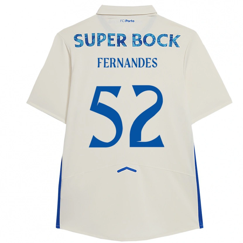 Danxen Kvinder Martim Fernandes #52 Hvid Blå Tredje Sæt Spillertrøjer 2025/26 Trøje T-Shirt