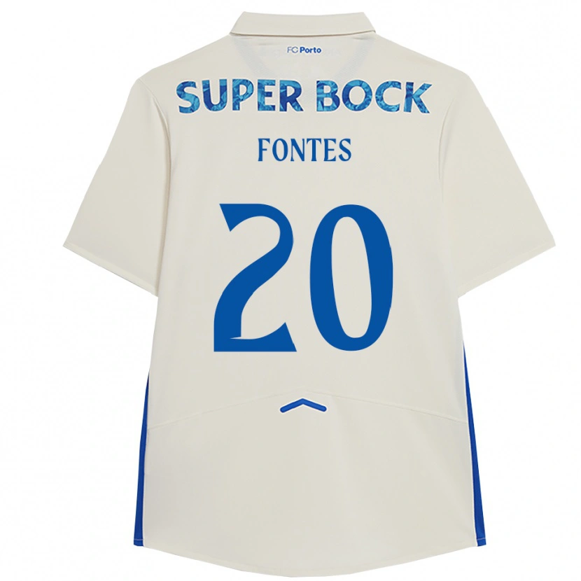 Danxen Kvinder Goncalo Fontes #20 Hvid Blå Tredje Sæt Spillertrøjer 2025/26 Trøje T-Shirt