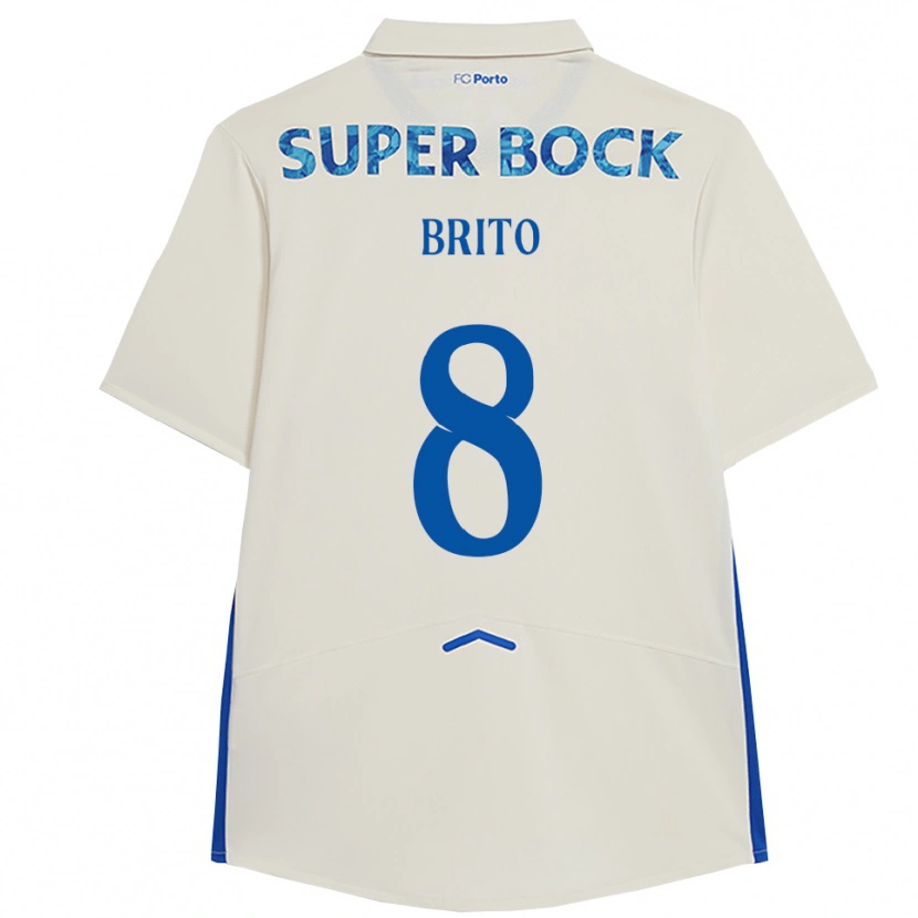 Danxen Kvinder João Brito #8 Hvid Blå Tredje Sæt Spillertrøjer 2025/26 Trøje T-Shirt