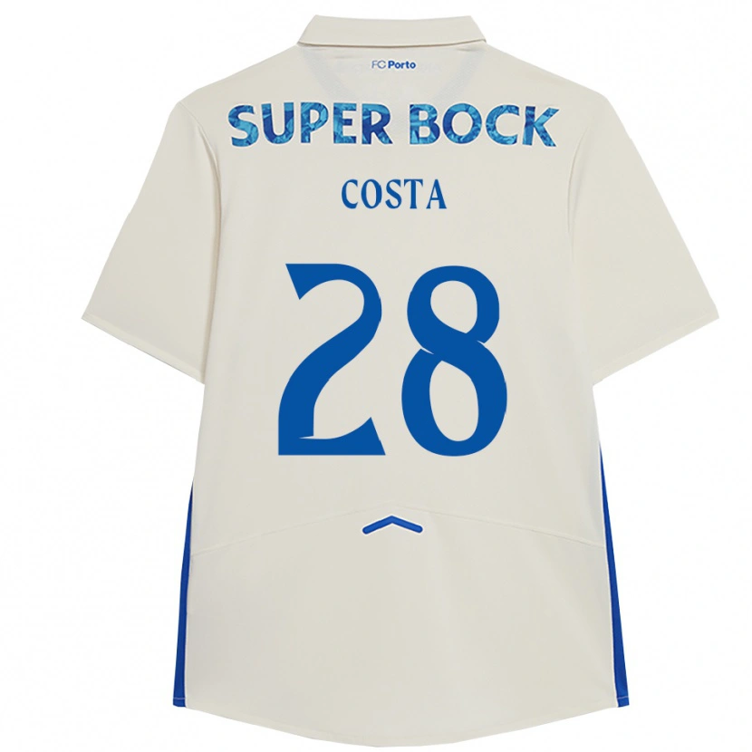Danxen Kvinder Bruno Costa #28 Hvid Blå Tredje Sæt Spillertrøjer 2025/26 Trøje T-Shirt