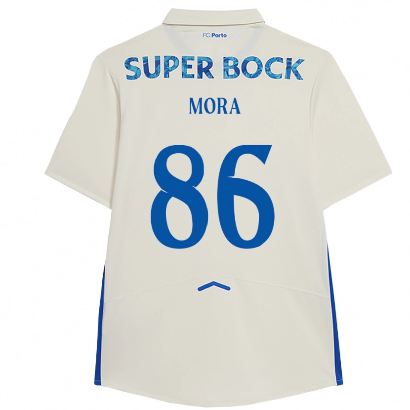 Danxen Kvinder Rodrigo Mora #86 Hvid Blå Tredje Sæt Spillertrøjer 2025/26 Trøje T-Shirt
