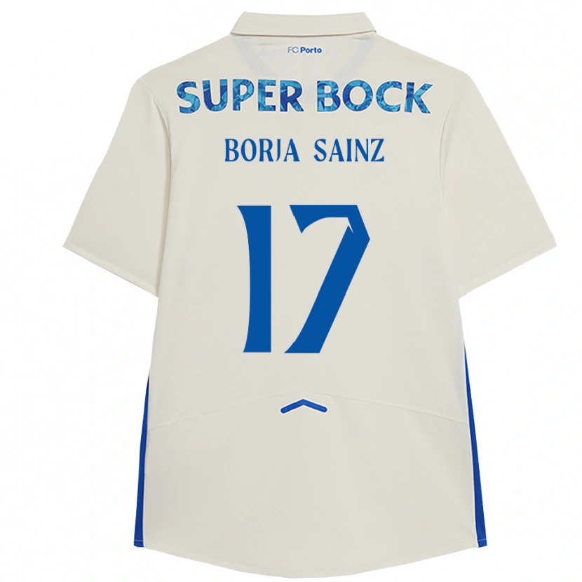 Danxen Kvinder Borja Sainz #17 Hvid Blå Tredje Sæt Spillertrøjer 2025/26 Trøje T-Shirt