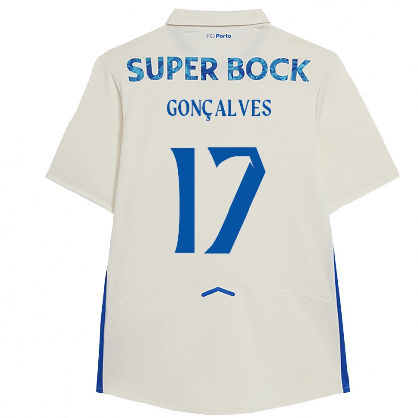Danxen Kvinder Rodrigo Gonçalves #17 Hvid Blå Tredje Sæt Spillertrøjer 2025/26 Trøje T-Shirt