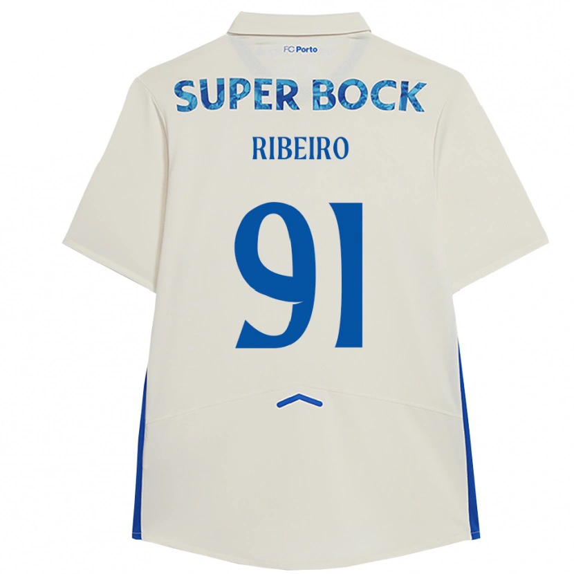 Danxen Kvinder Gonçalo Ribeiro #91 Hvid Blå Tredje Sæt Spillertrøjer 2025/26 Trøje T-Shirt