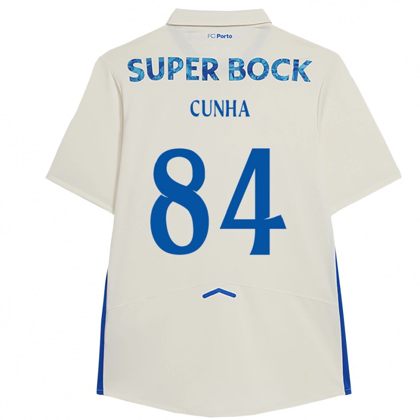 Danxen Kvinder Martim Cunha #84 Hvid Blå Tredje Sæt Spillertrøjer 2025/26 Trøje T-Shirt
