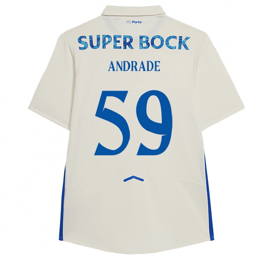 Danxen Kvinder Tiago Andrade #59 Hvid Blå Tredje Sæt Spillertrøjer 2025/26 Trøje T-Shirt