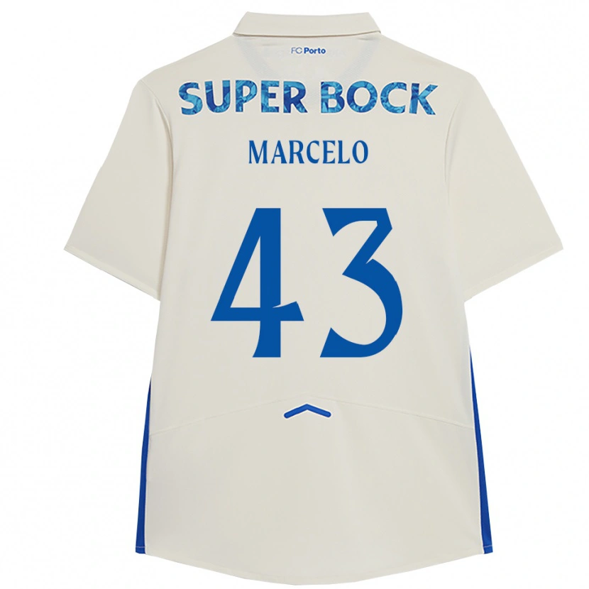 Danxen Kvinder Joao Marcelo #43 Hvid Blå Tredje Sæt Spillertrøjer 2025/26 Trøje T-Shirt