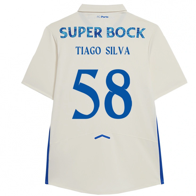 Danxen Kvinder Tiago Silva #58 Hvid Blå Tredje Sæt Spillertrøjer 2025/26 Trøje T-Shirt