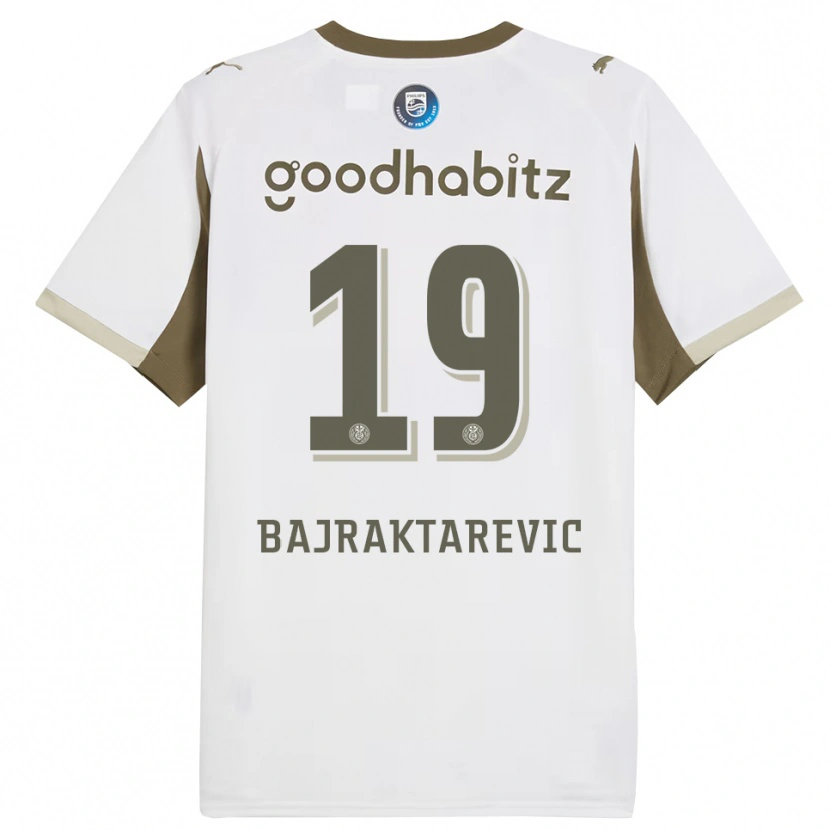 Danxen Kvinder Esmir Bajraktarević #19 Hvid Grå Tredje Sæt Spillertrøjer 2025/26 Trøje T-Shirt
