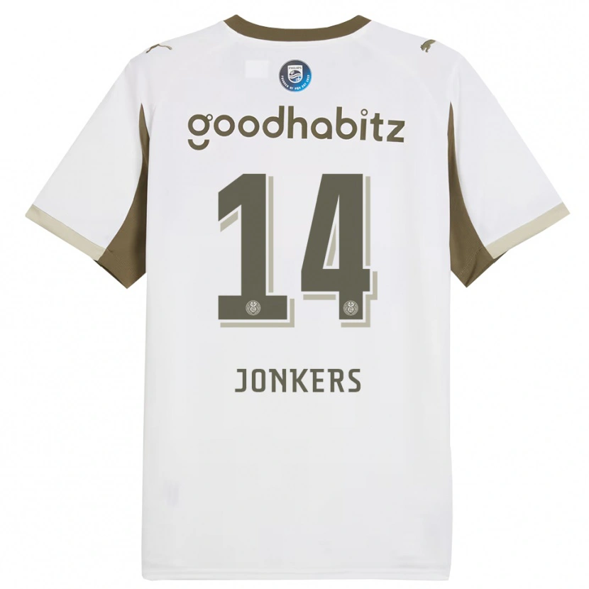 Danxen Kvinder Brent Jonkers #14 Hvid Grå Tredje Sæt Spillertrøjer 2025/26 Trøje T-Shirt