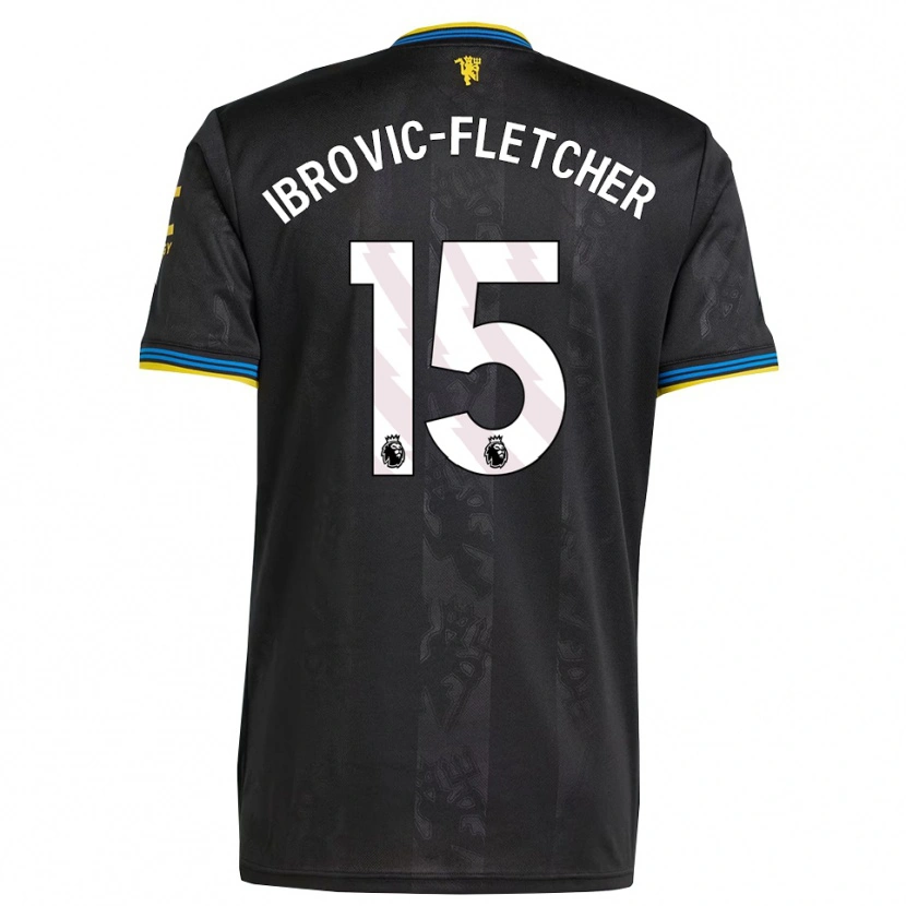 Danxen Kvinder Edward Ibrovic-Fletcher #15 Sort Gul Blå Tredje Sæt Spillertrøjer 2025/26 Trøje T-Shirt