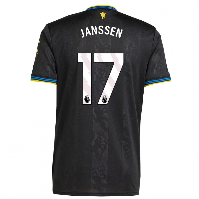 Danxen Kvinder Dominique Janssen #17 Sort Gul Blå Tredje Sæt Spillertrøjer 2025/26 Trøje T-Shirt