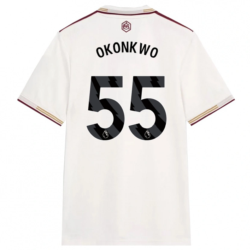 Danxen Kvinder Brian Okonkwo #55 Off White Bourgogne Tredje Sæt Spillertrøjer 2025/26 Trøje T-Shirt
