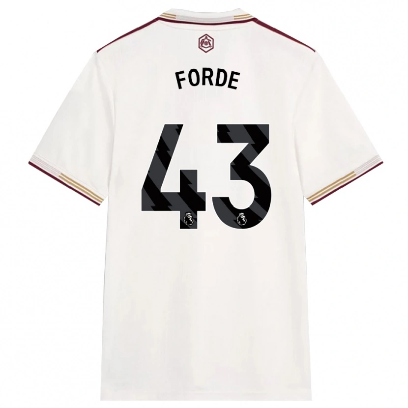 Danxen Kvinder Romari Forde #43 Off White Bourgogne Tredje Sæt Spillertrøjer 2025/26 Trøje T-Shirt