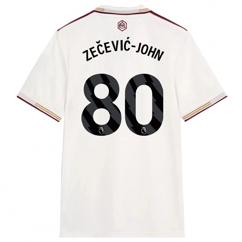 Danxen Kvinder Louis Zečević-John #80 Off White Bourgogne Tredje Sæt Spillertrøjer 2025/26 Trøje T-Shirt