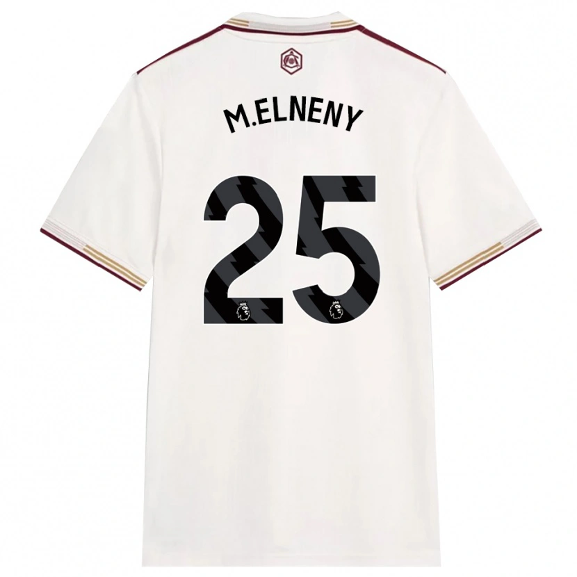 Danxen Kvinder Mohamed Elneny #25 Off White Bourgogne Tredje Sæt Spillertrøjer 2025/26 Trøje T-Shirt