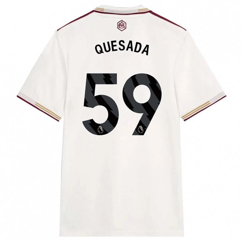 Danxen Kvinder Elián Quesada #59 Off White Bourgogne Tredje Sæt Spillertrøjer 2025/26 Trøje T-Shirt