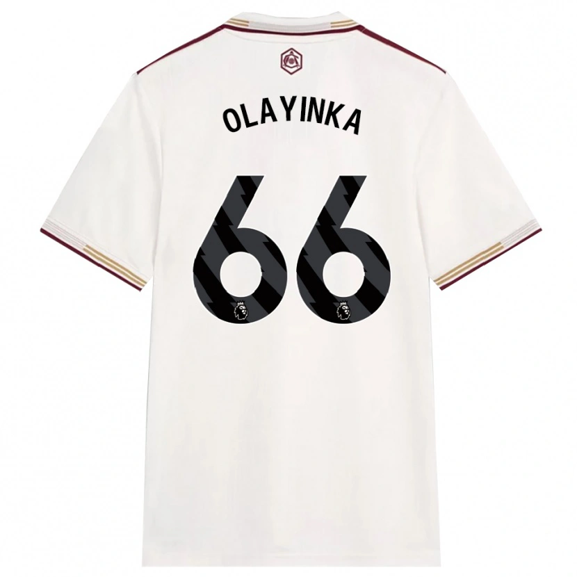 Danxen Kvinder James Olayinka #66 Off White Bourgogne Tredje Sæt Spillertrøjer 2025/26 Trøje T-Shirt