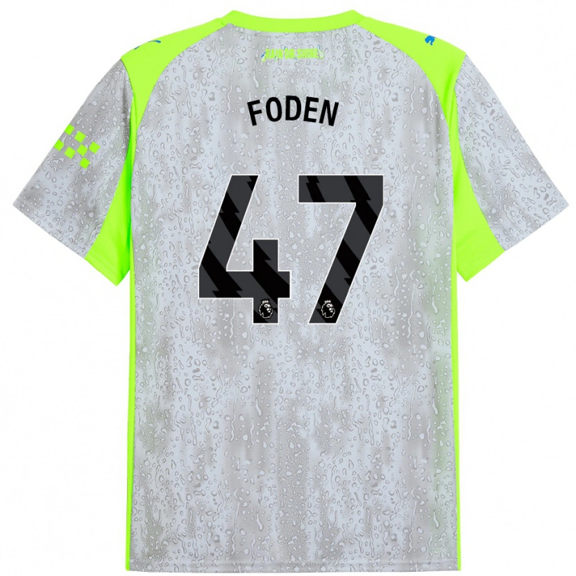 Danxen Kvinder Phil Foden #47 Grå Gul Tredje Sæt Spillertrøjer 2025/26 Trøje T-Shirt