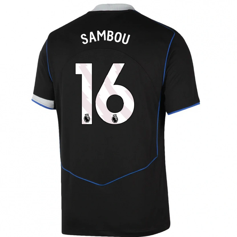 Danxen Kvinder Gabriel Sambou #16 Sort Blå Sølv Tredje Sæt Spillertrøjer 2025/26 Trøje T-Shirt