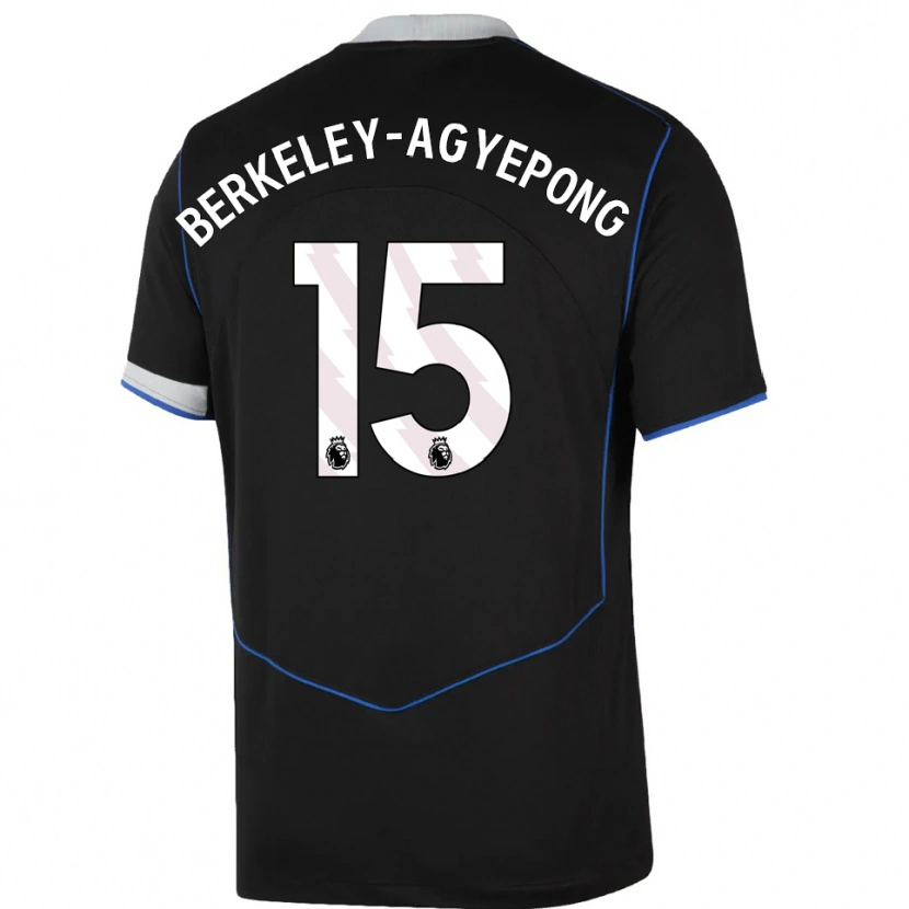 Danxen Kvinder Jeremiah Berkeley-Agyepong #15 Sort Blå Sølv Tredje Sæt Spillertrøjer 2025/26 Trøje T-Shirt