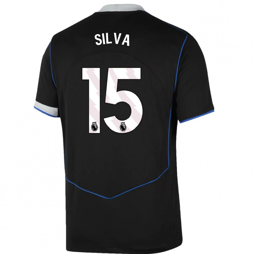 Danxen Kvinder Isaac Silva #15 Sort Blå Sølv Tredje Sæt Spillertrøjer 2025/26 Trøje T-Shirt