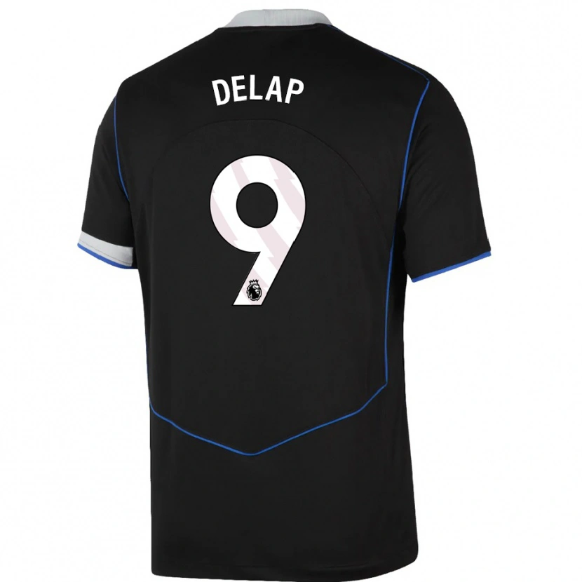 Danxen Kvinder Liam Delap #9 Sort Blå Sølv Tredje Sæt Spillertrøjer 2025/26 Trøje T-Shirt