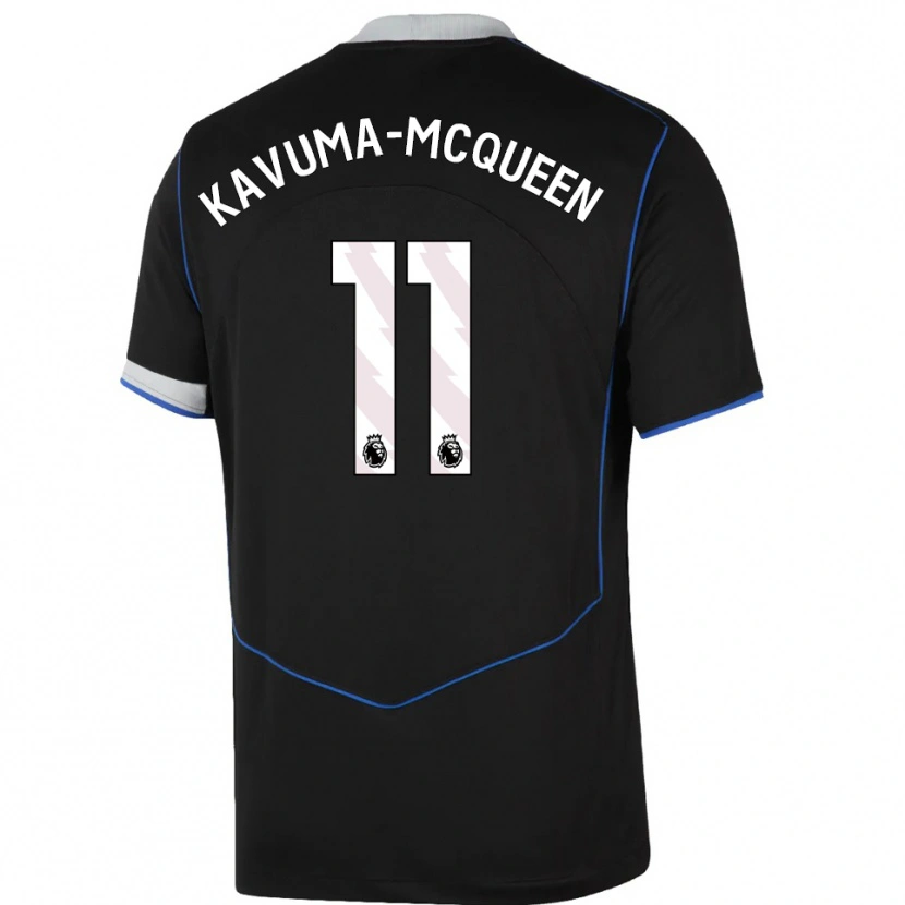 Danxen Kvinder Ryan Kavuma-Mcqueen #11 Sort Blå Sølv Tredje Sæt Spillertrøjer 2025/26 Trøje T-Shirt