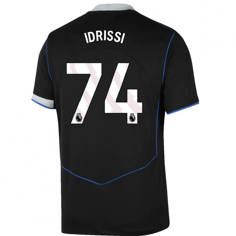 Danxen Kvinder Yahya Idrissi #74 Sort Blå Sølv Tredje Sæt Spillertrøjer 2025/26 Trøje T-Shirt